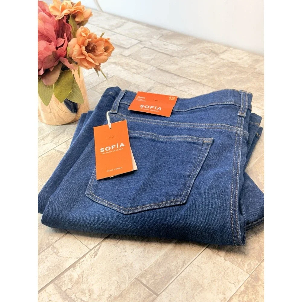 Sofia Jeans by Sofia Vergara High Rise Flare Dark Wash Blue Denim Jeans Size 12